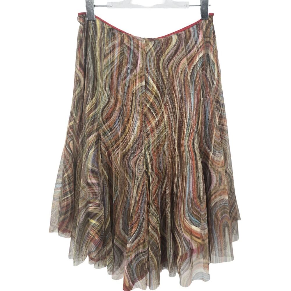Paul Smith Women Vintage Y2K Mesh Swirl Asymmetrical Midi Skirt Multicolor IT 44